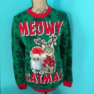 EUC Party Sweater Meowy Carla’s Cat Christmas Sweater Size Medium
